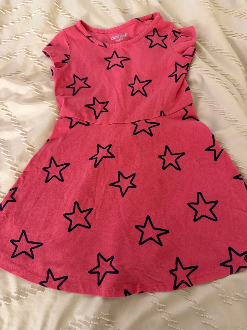Cat & Jack Hot Pink Dress with Navy Star Print